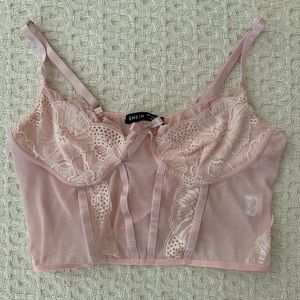 pink lace cropped corset